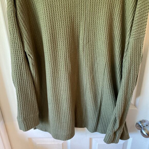 American Eagle Women’s Thermal Sweater Size Large Green Round Neck - Picture 7 of 9